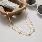 Waterproof Herringbone Stack CZ Station Necklace