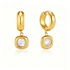 CZ Drop Huggie Earrings – Heart, Pear & Cushion | Waterproof 18K Gold