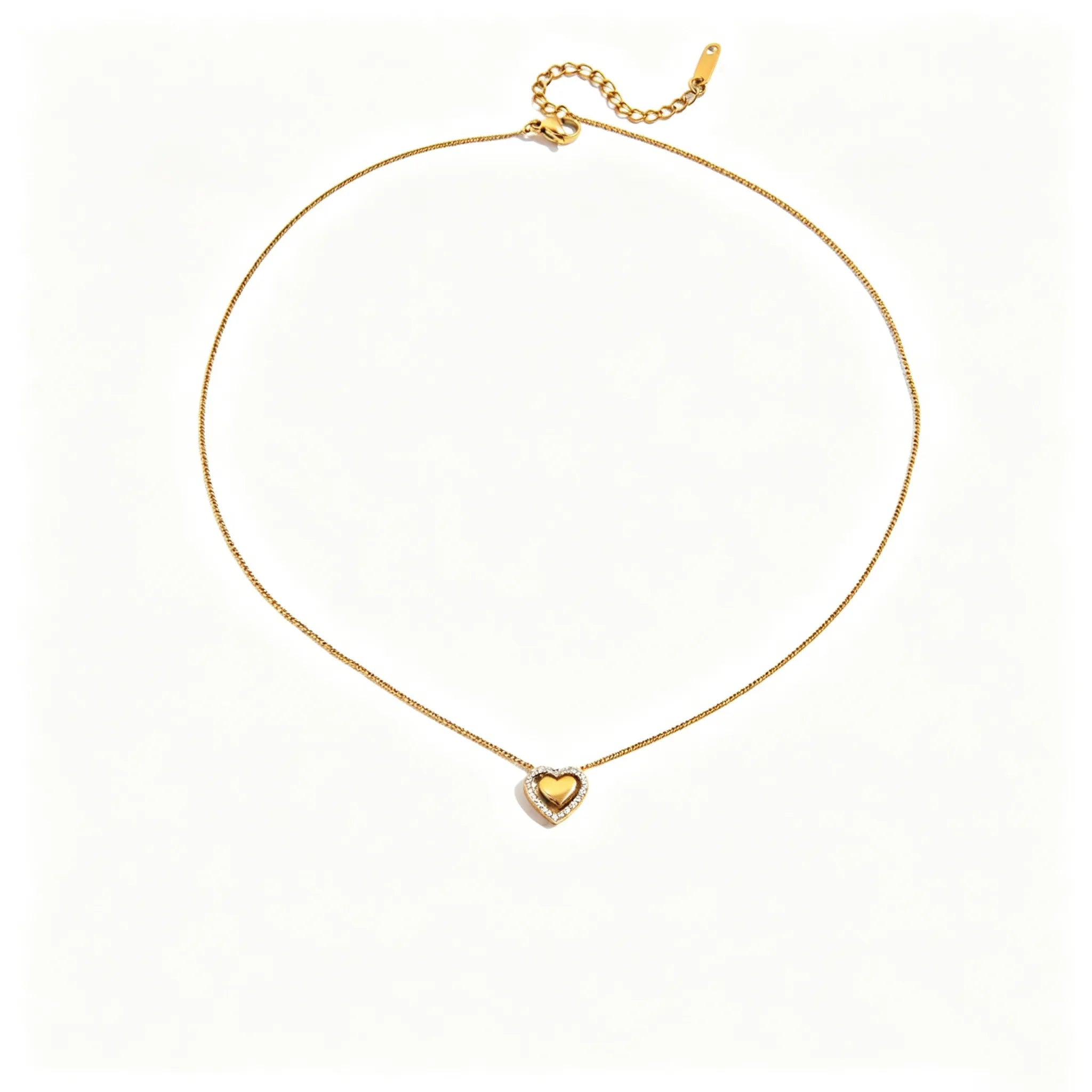 Waterproof Stainless Steel Chunky Charm Necklace | Gold Cross & Heart Layered Chain