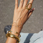 Waterproof CZ Hand Chain Layered Bracelet with Ring