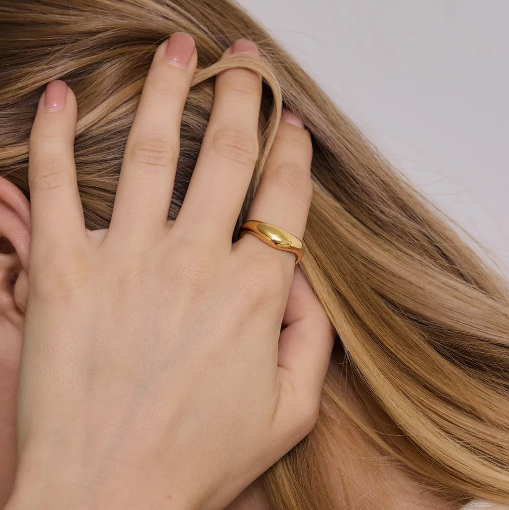 Waterproof Gold Chunky Minimalist Statement Ring