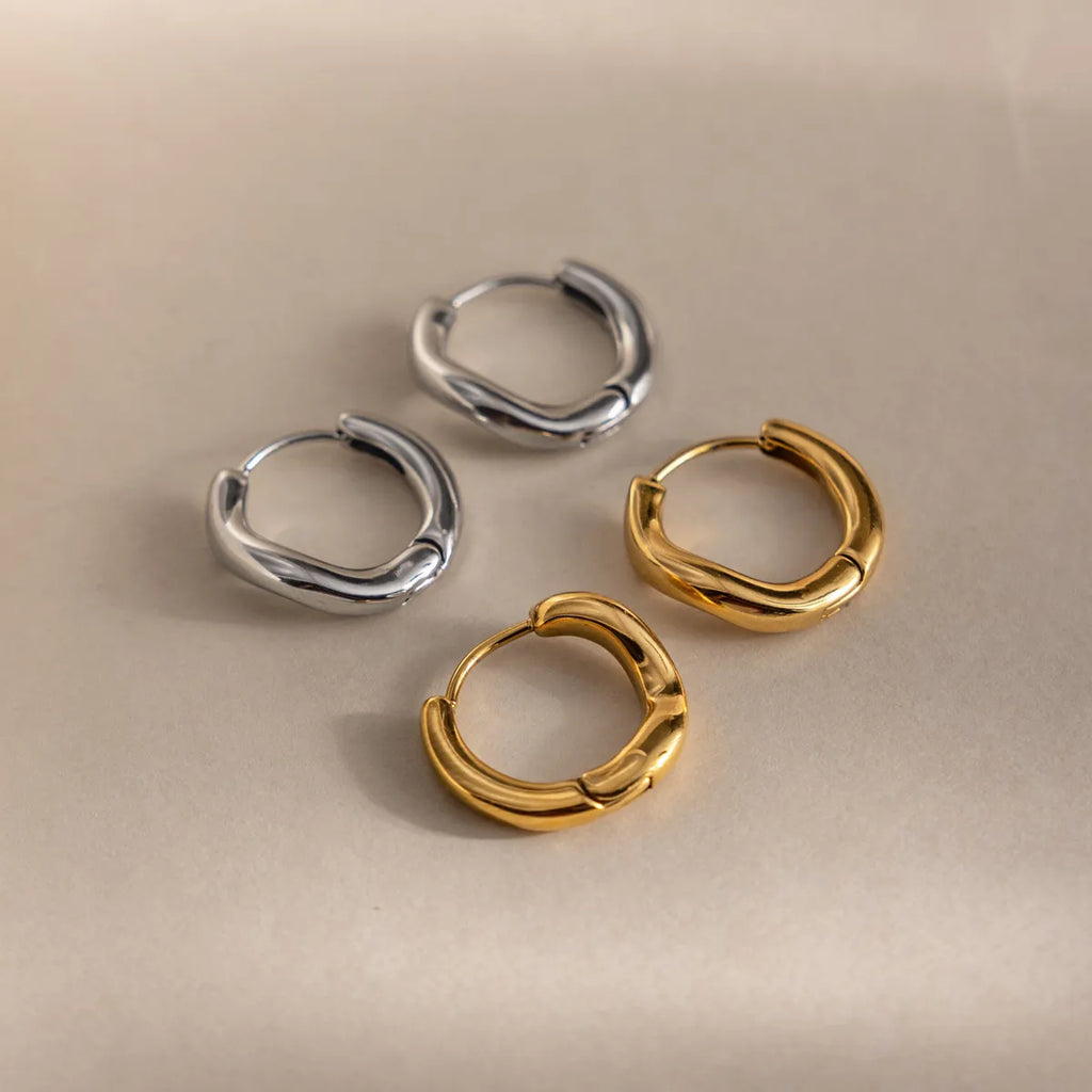 Waterproof Wavy Hoop Earrings