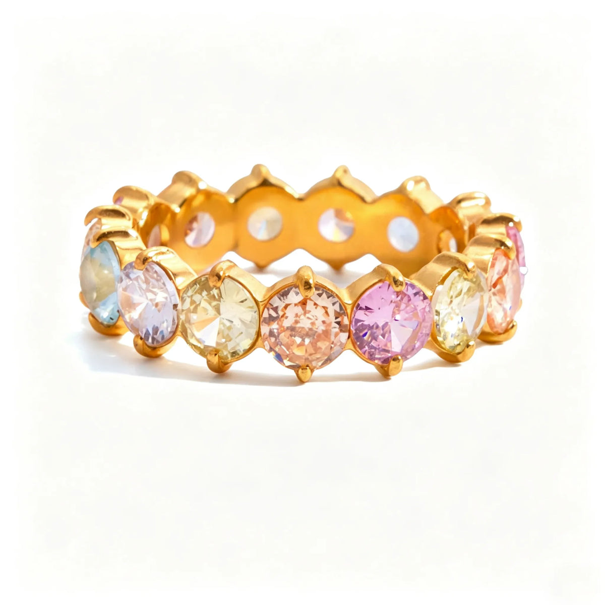 Waterproof Multicolor CZ & Enamel Vintage Statement Ring