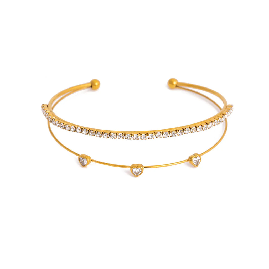 Waterproof CZ Open Tennis Cuff Bracelet