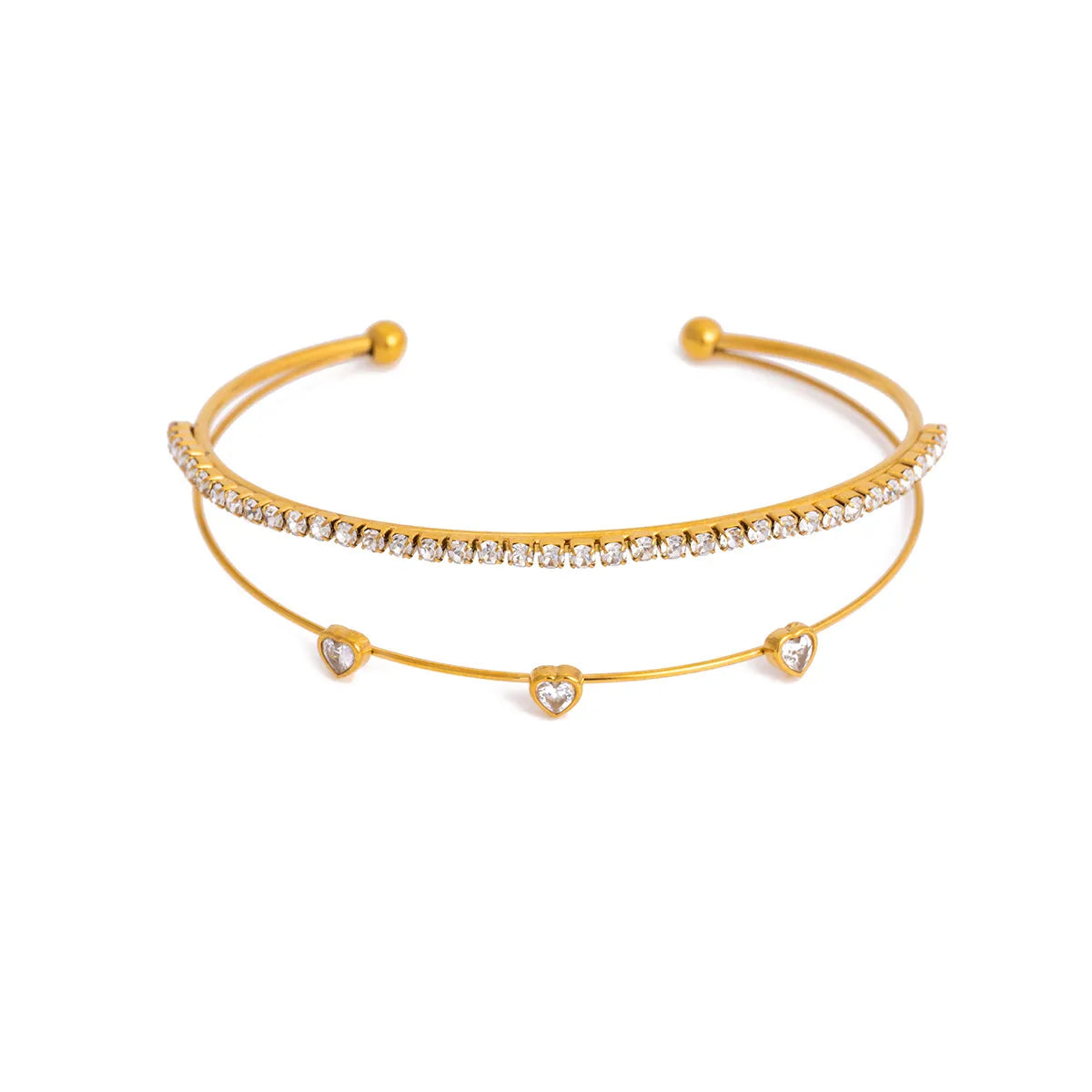 Waterproof CZ Open Tennis Cuff Bracelet