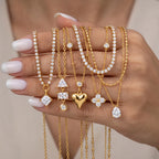 Waterproof Gold CZ Pendant Necklace
