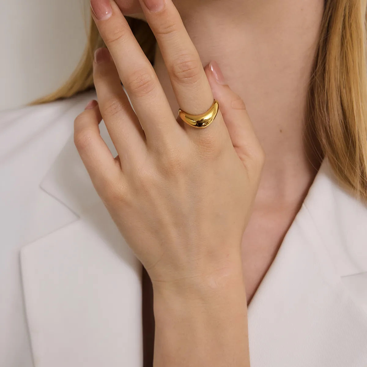 Waterproof Gold Chunky Minimalist Statement Ring