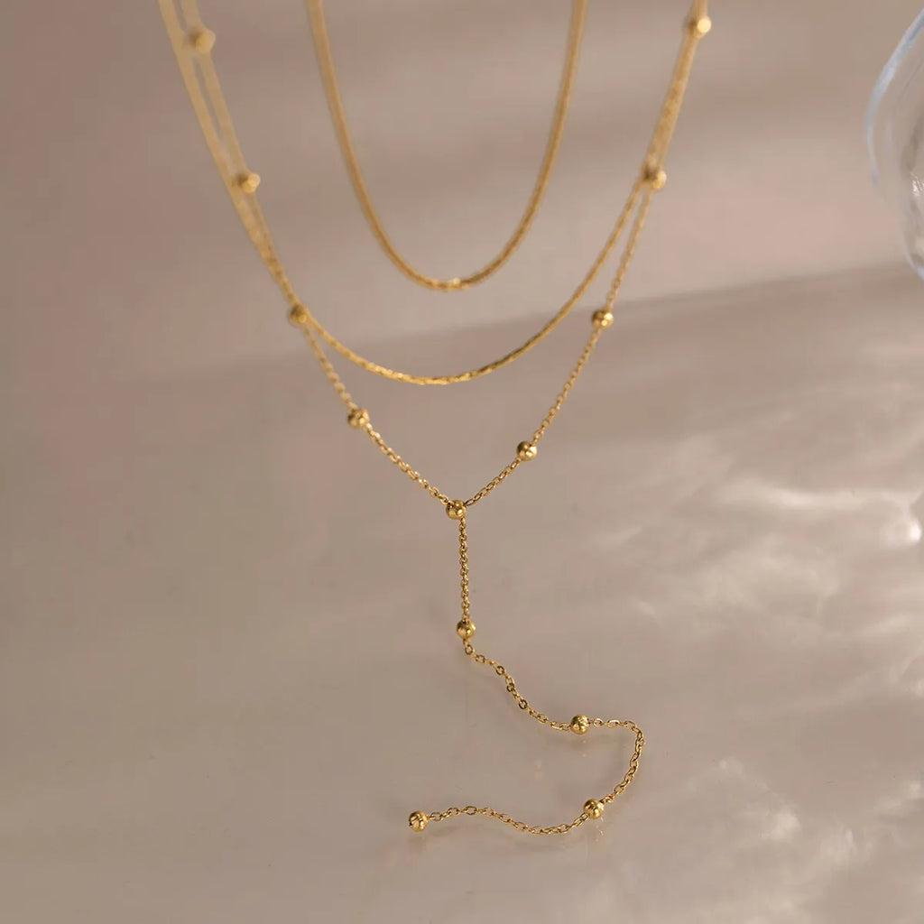 Triple Layer Chain Necklace | Waterproof 18K Gold