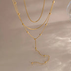 Triple Layer Chain Necklace | Waterproof 18K Gold