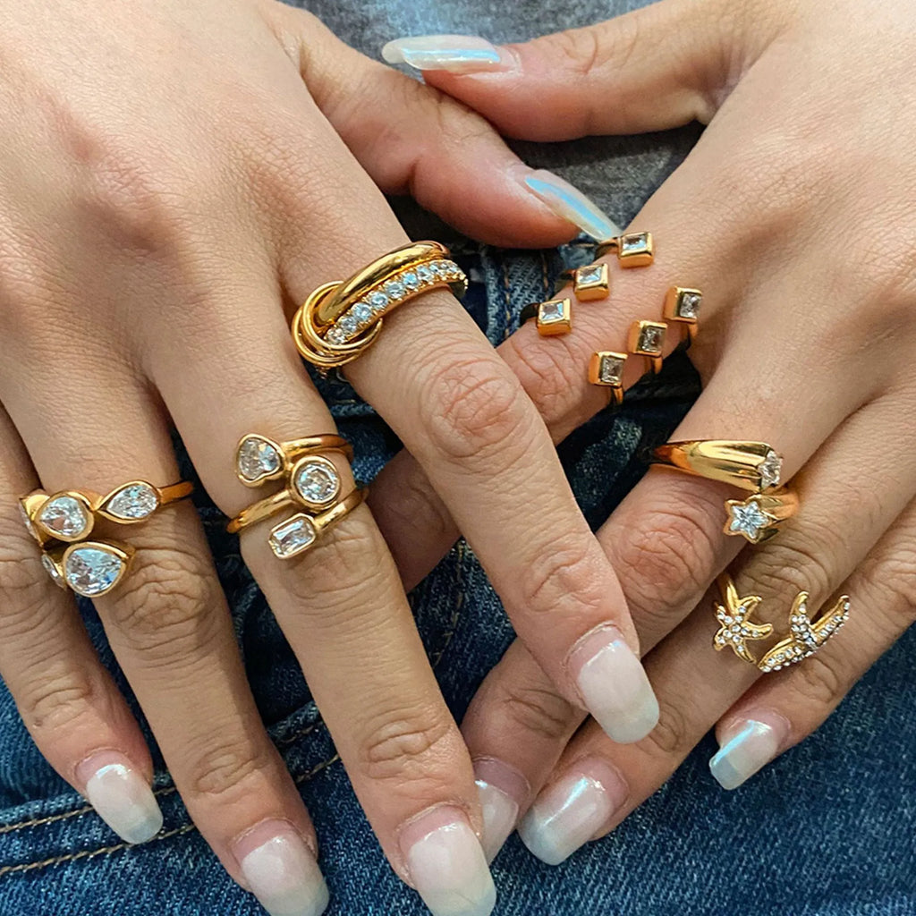 Waterproof Mixed-Cut CZ Ring Collection