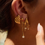 Waterproof Gold Liquid Metal Earrings