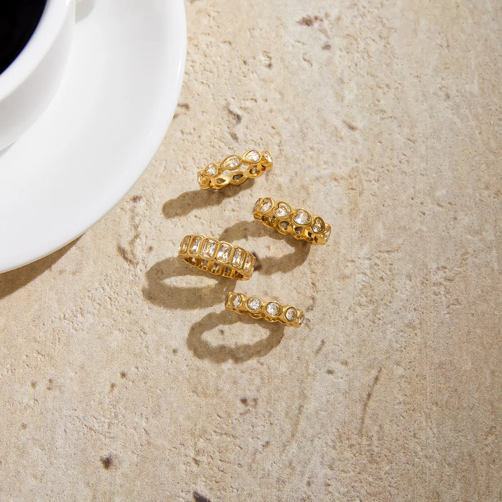 Waterproof Multi-Shape CZ Eternity Rings