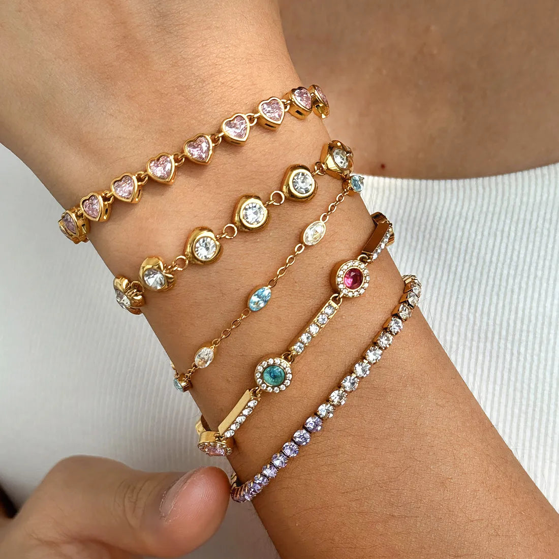 Waterproof Colorful CZ Stackable Bracelet