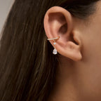Waterproof Pavé CZ Dangling Drop Cartilage Ear Cuffs