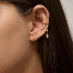 Waterproof Pavé CZ Dangling Drop Cartilage Ear Cuffs