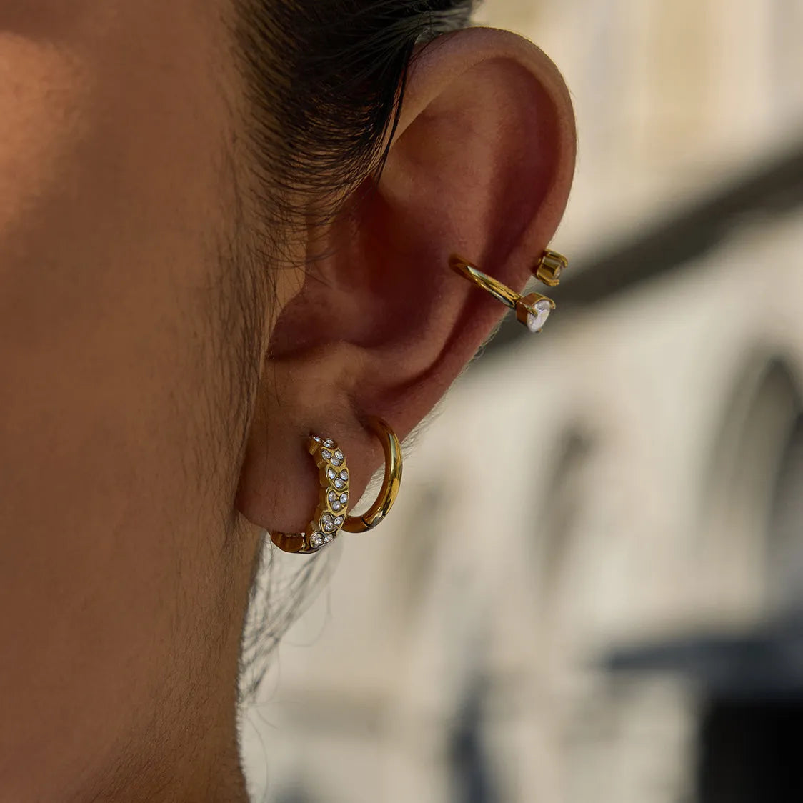 Waterproof Gold CZ Huggies & Ear Cuffs