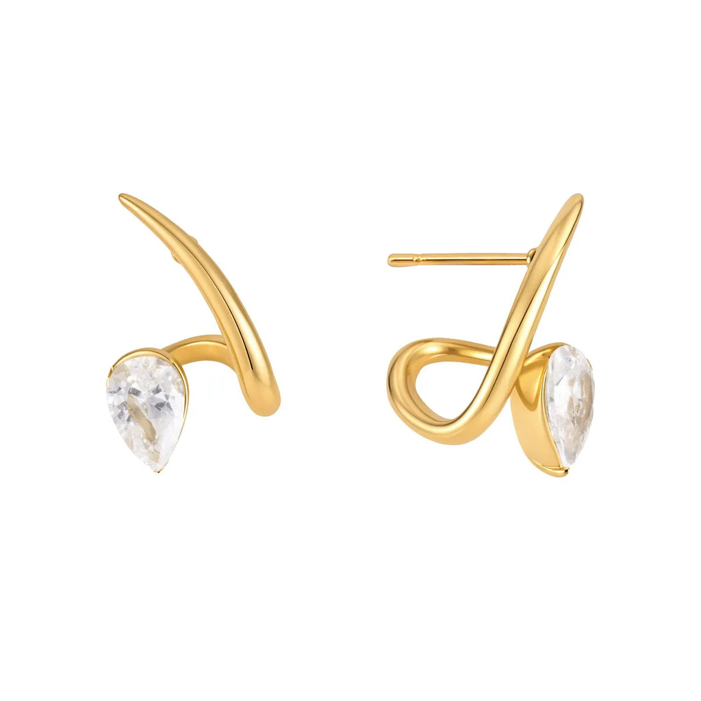 Waterproof Curved Huggie Studs Earrings