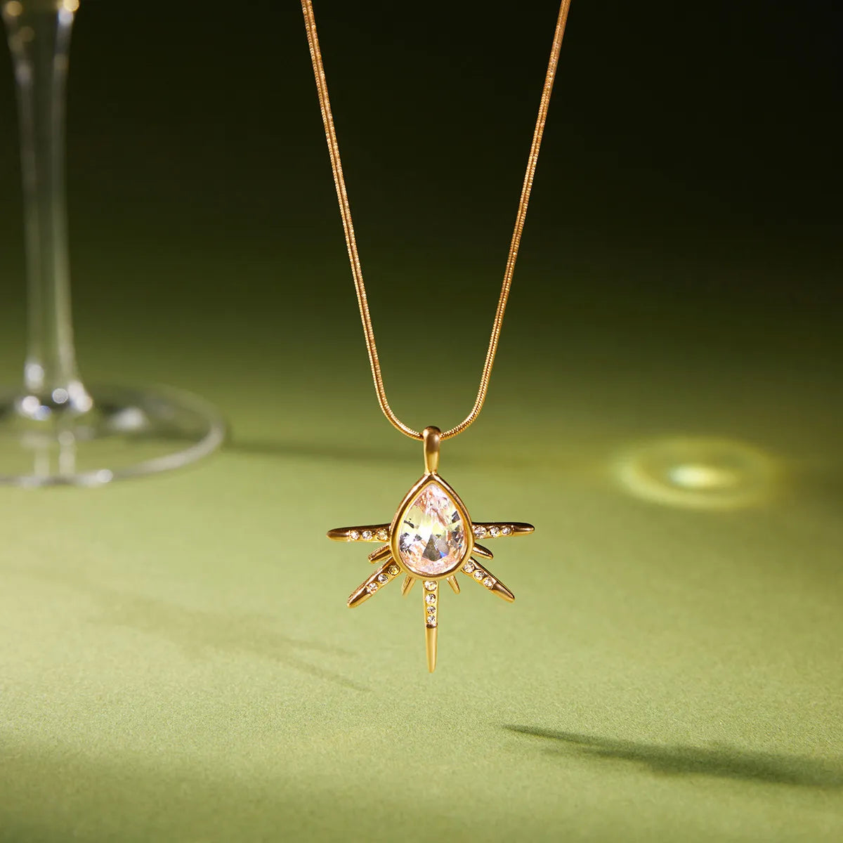 Waterproof Pear-Cut CZ Necklace