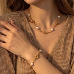 Waterproof Gold Knot & Pearl Jewelry Set