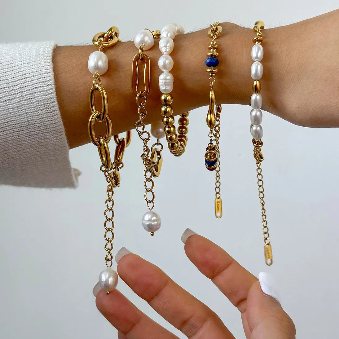 Waterproof Stacking Beaded Pearl Bracelet