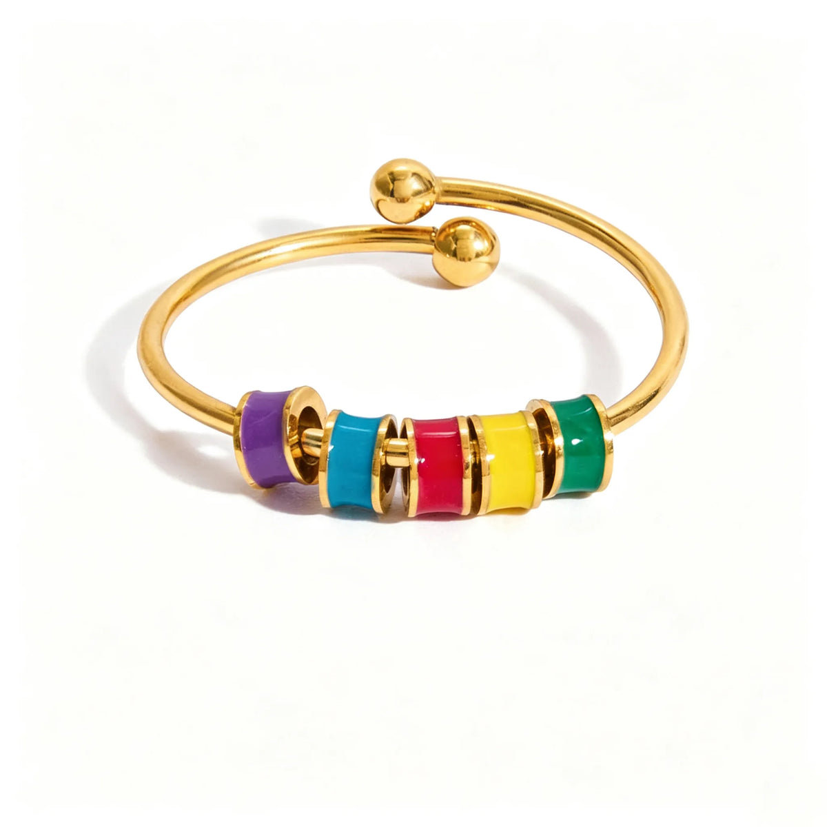 Waterproof Multicolor CZ & Enamel Vintage Statement Ring