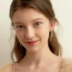 Waterproof Gold CZ Tassel Dangle Studs