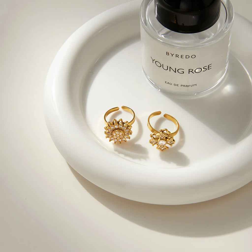Waterproof Gold Spinner Rotatable Ring