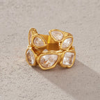 Waterproof Vintage CZ Open Ring