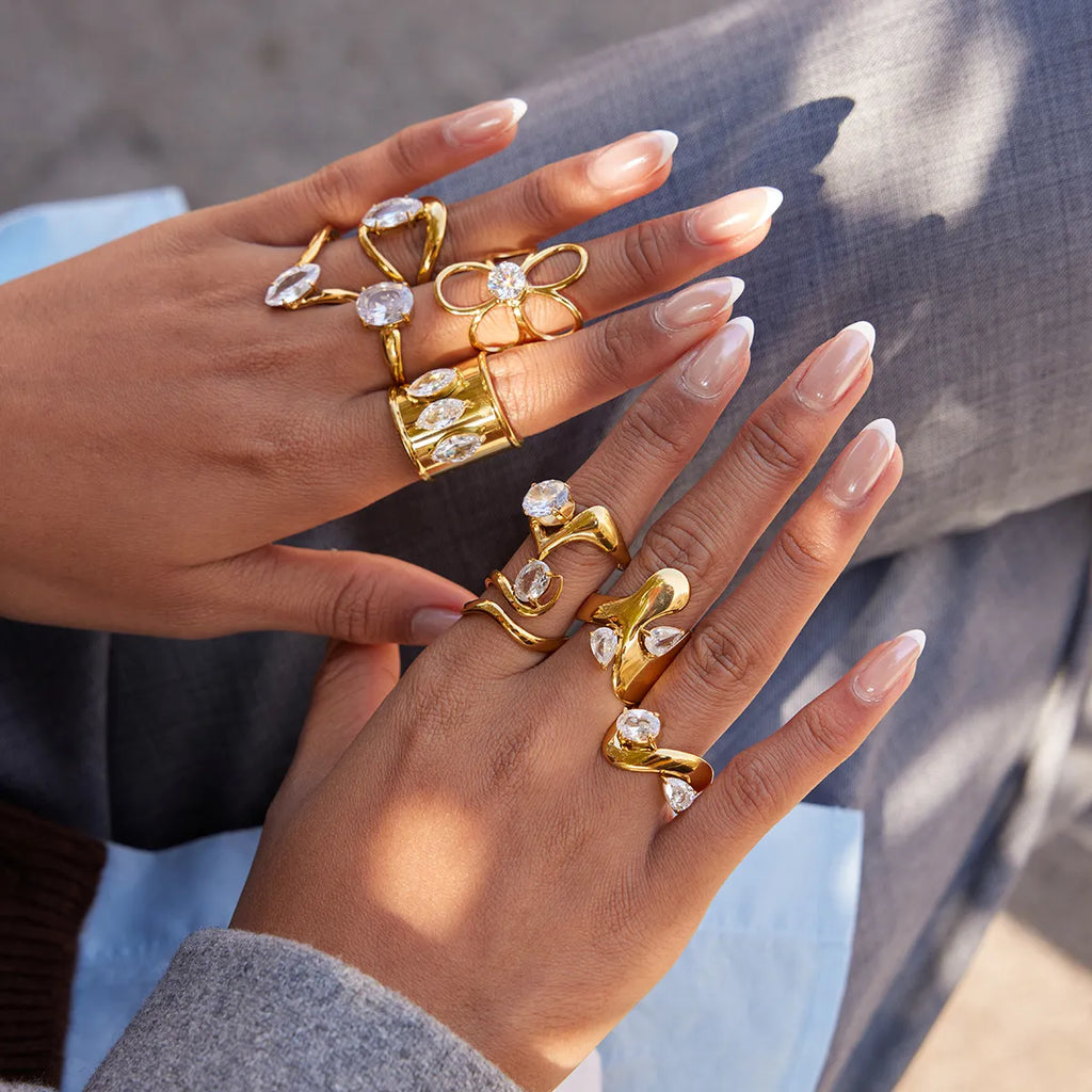 Waterproof Gold Sculptural Ring Collection