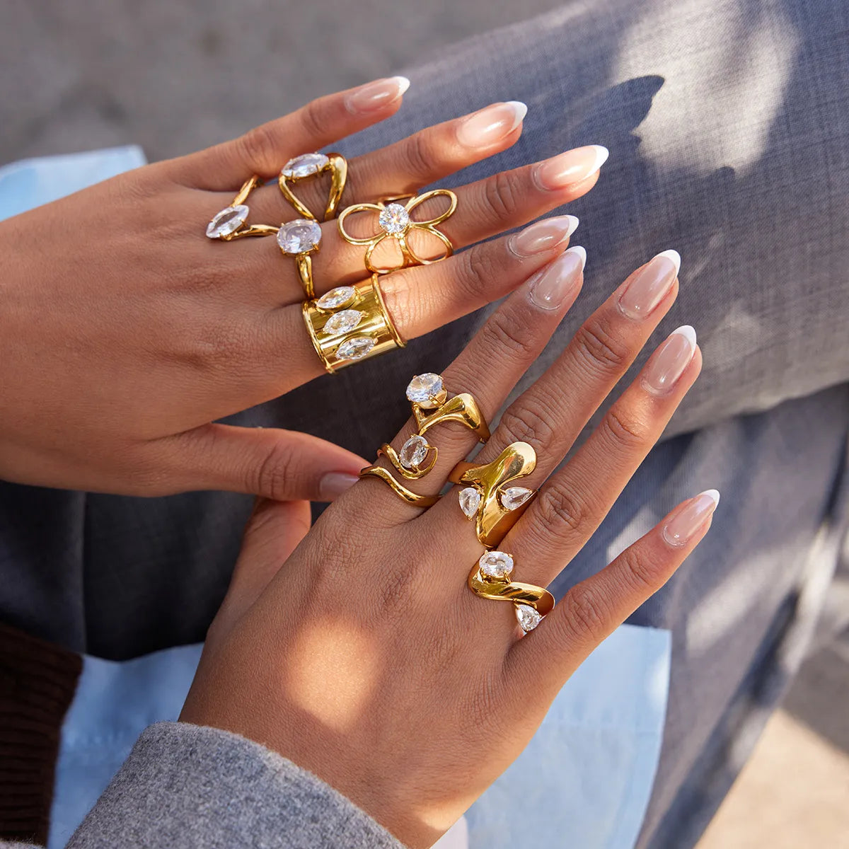Waterproof Gold Sculptural Ring Collection