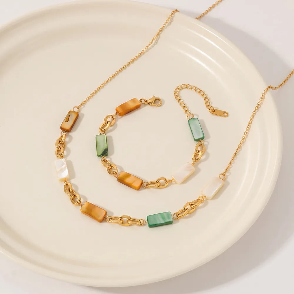 Waterproof Gold Shell Necklace & Bracelet Set
