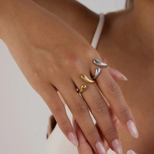 Waterproof Abstract Adjustable Band Open Ring