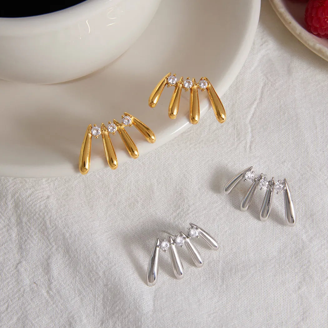 Waterproof Gold Geometric Studs Dangle Earrings
