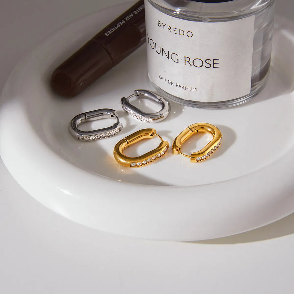 Waterproof Rectangular Huggie Hoops