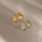 Waterproof Gold Geometric Wave  Open Ring