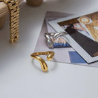 Waterproof Abstract Adjustable Band Open Ring