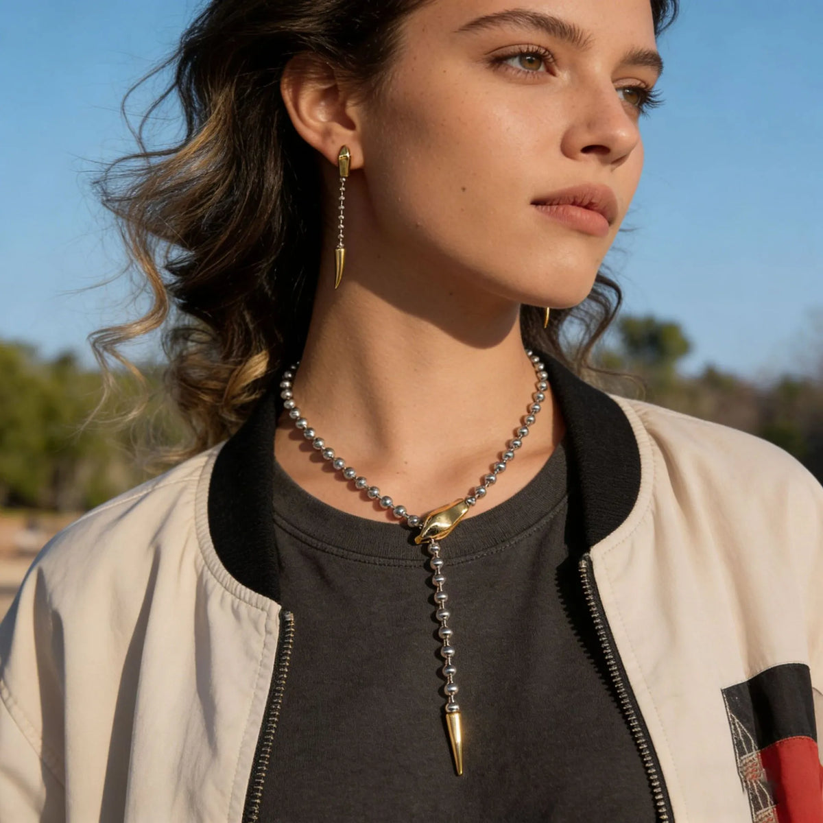 Waterproof Y-Necklace & Drop Earrings Set