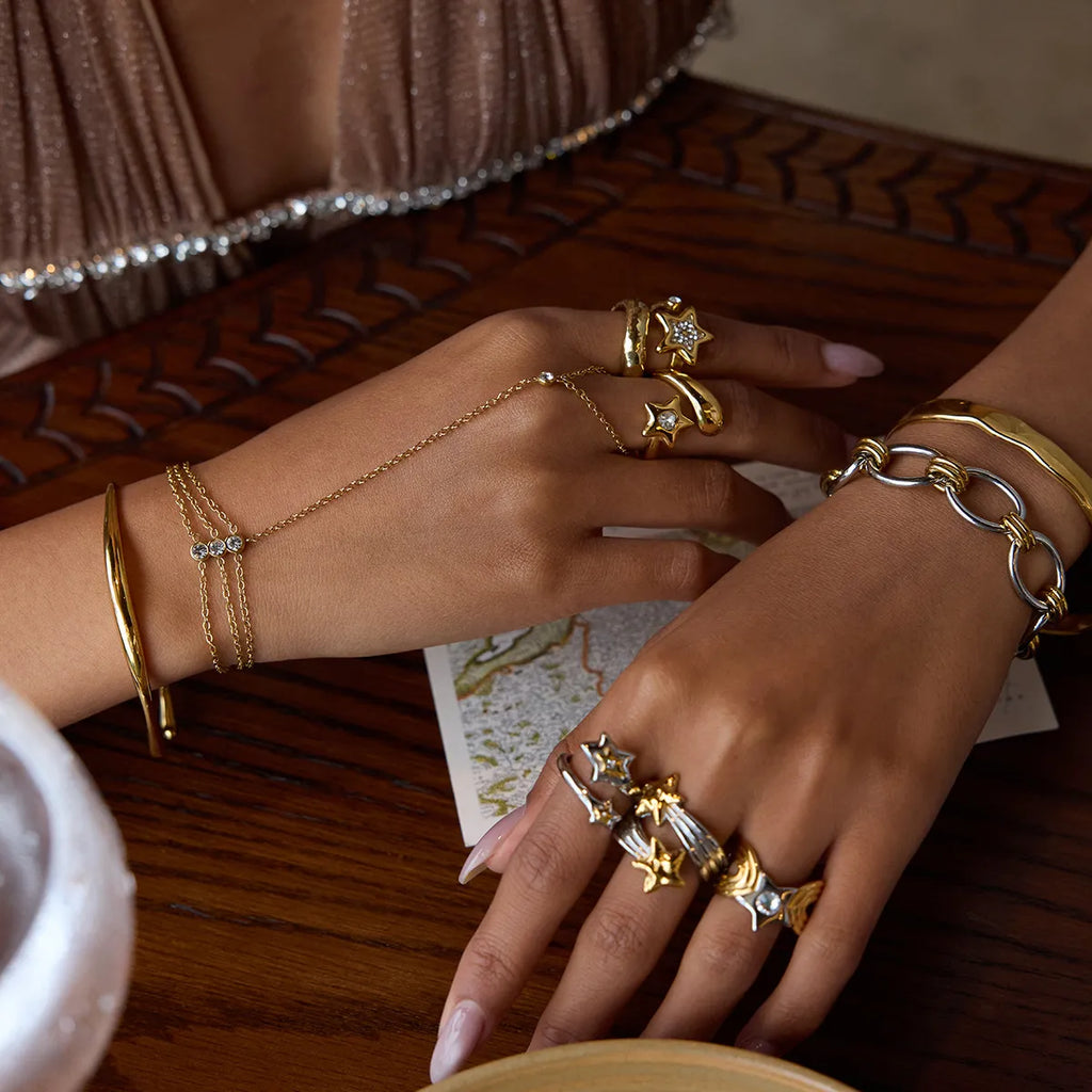 Waterproof Two-Tone Celestial Ring