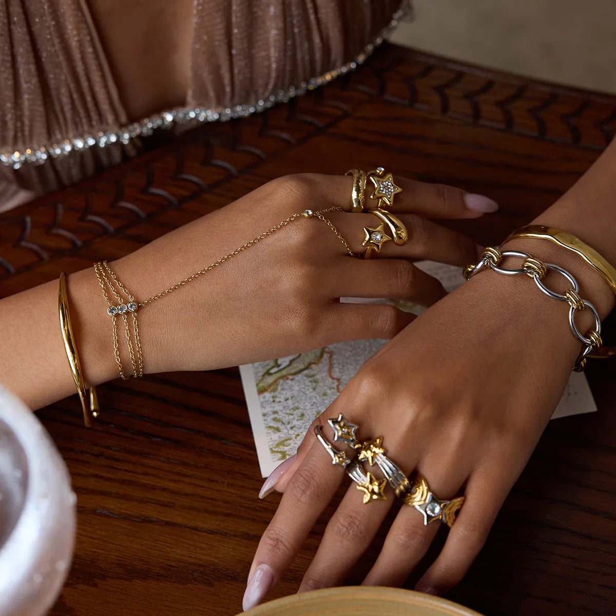 Waterproof Two-Tone Celestial Ring
