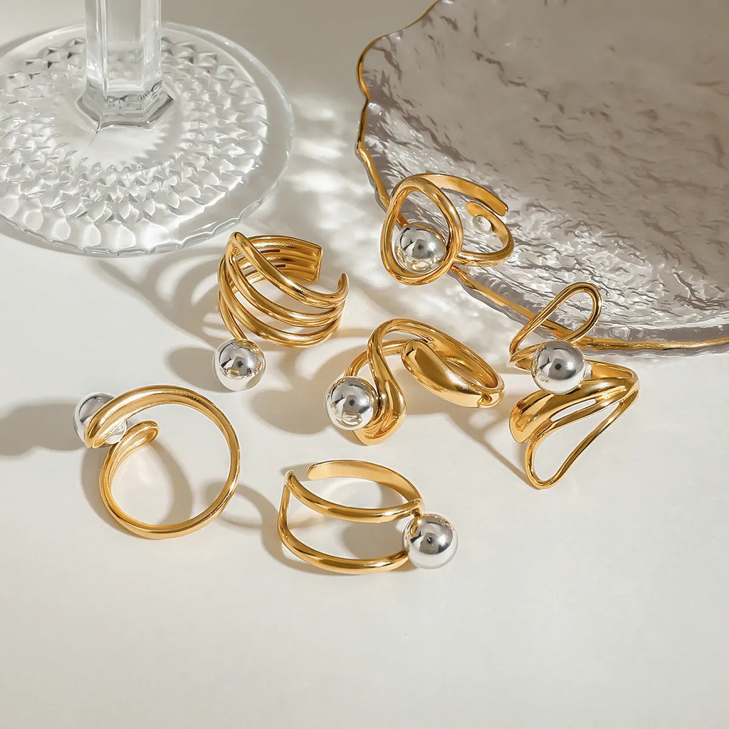 Waterproof Gold & Silver Ball Wrap Open Ring