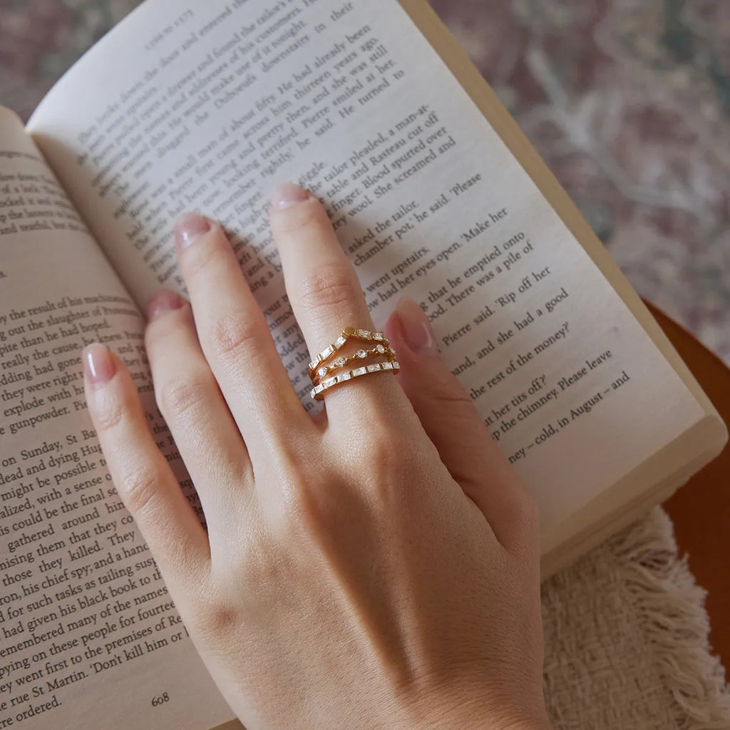 Waterproof 3-Piece CZ Stacking Ring Set