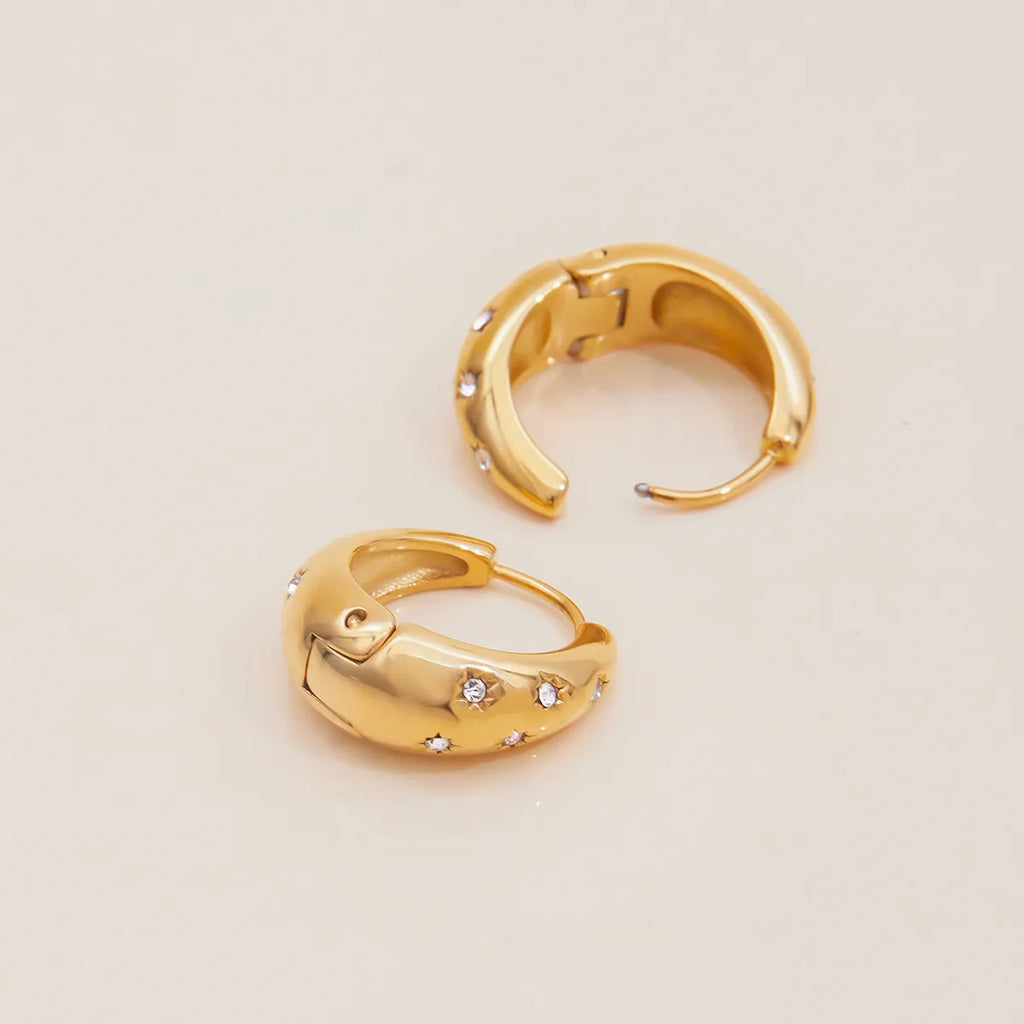 Waterproof Gold Star Huggie Hoops