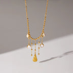 Waterproof Gold Teardrop CZ Necklace