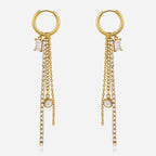 Waterproof Zircon Drop Hoop Earrings