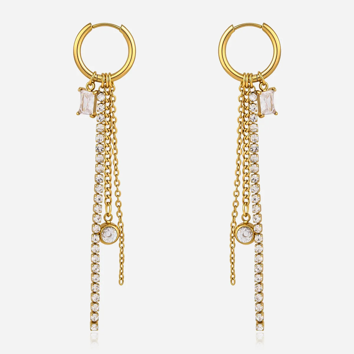 Waterproof Zircon Drop Hoop Earrings