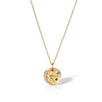 Waterproof Gold CZ Coin Pendant Celestial Necklace