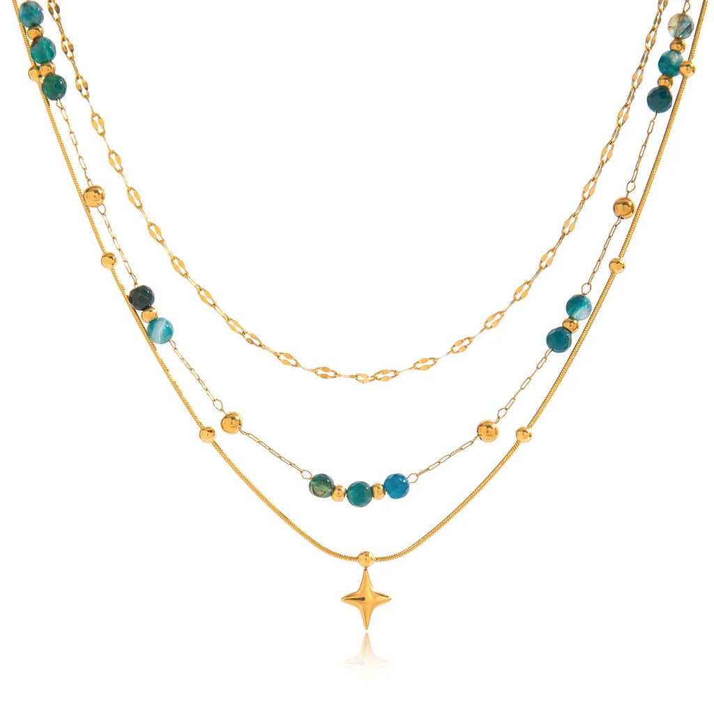 Waterproof Natural Stone Layered Necklace