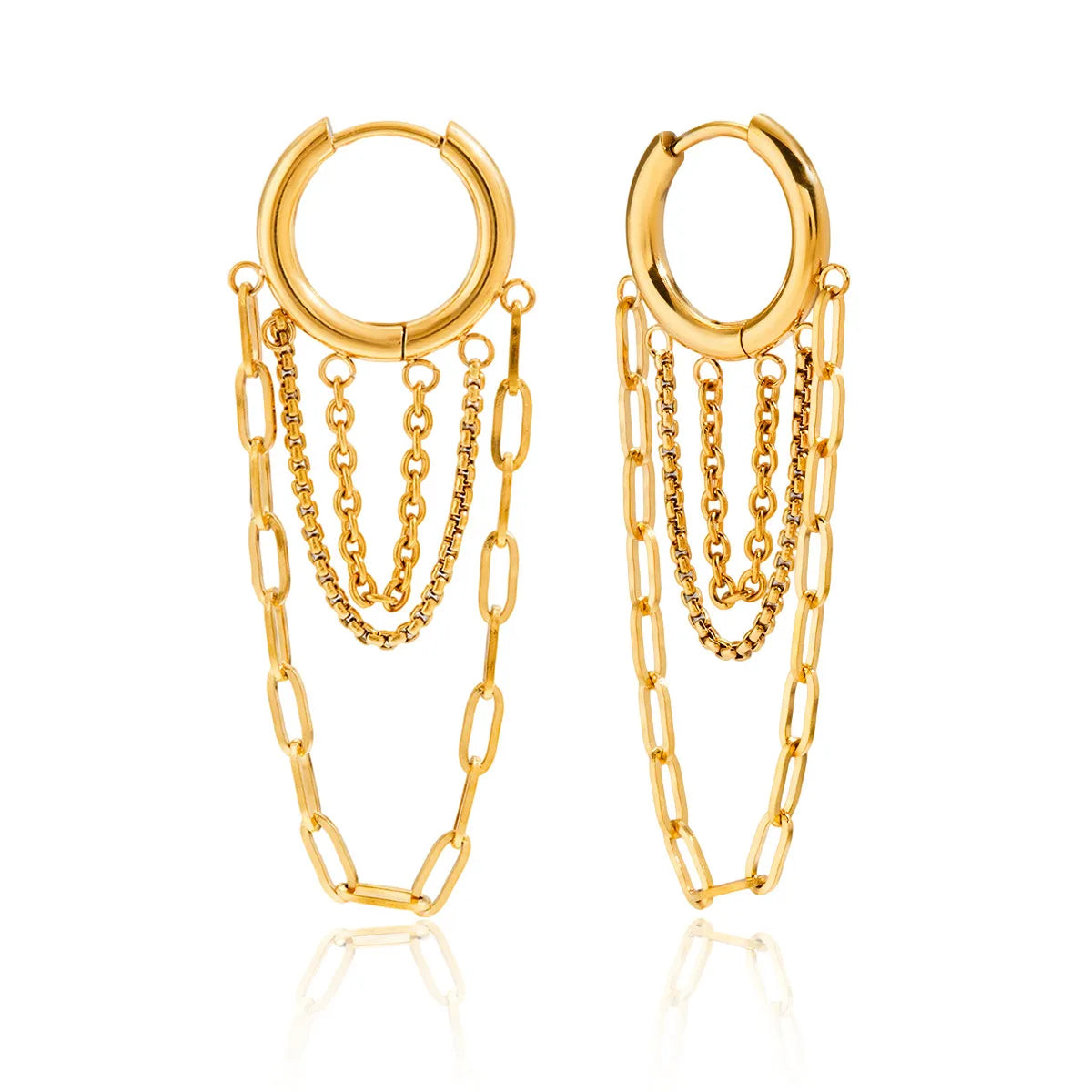 Waterproof Stainless Steel Multi-Chain Hoop Earrings