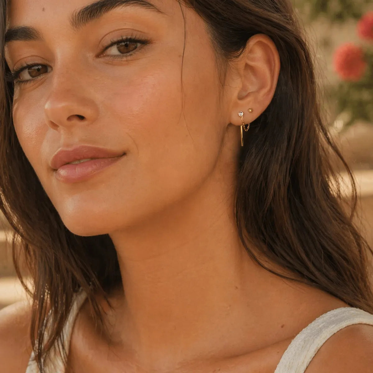 Gold Stud & Ear Jacket Earring Set – Waterproof 18K Gold