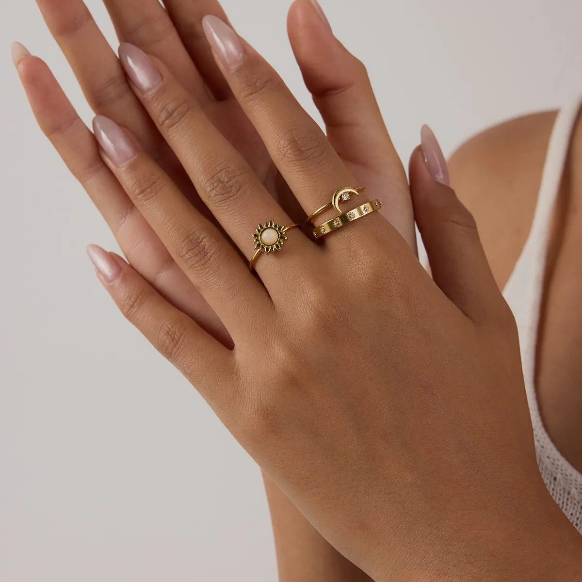 Waterproof 3-Pieces Celestial Stackable Rings